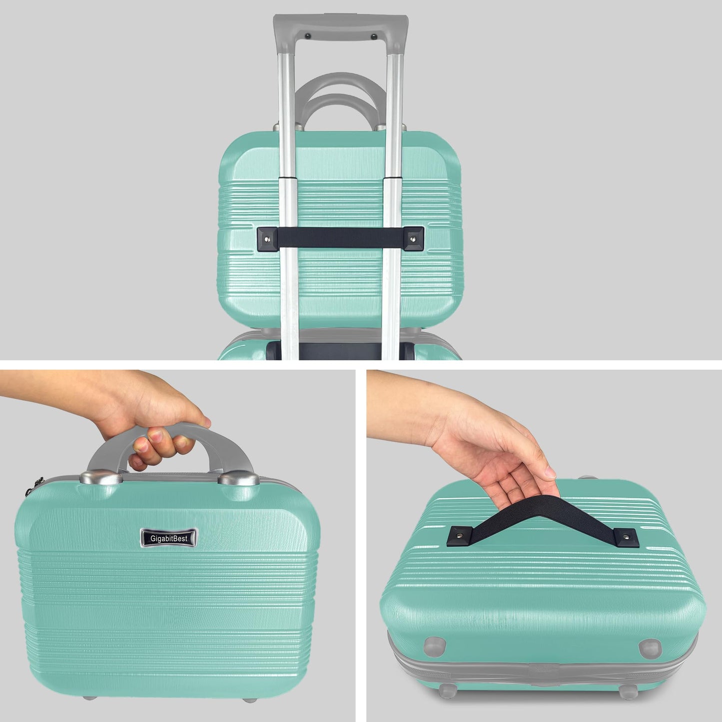 GigabitBest 14 Inch Multi-Purpose Waterproof Hard Shell Makeup Case (Green)