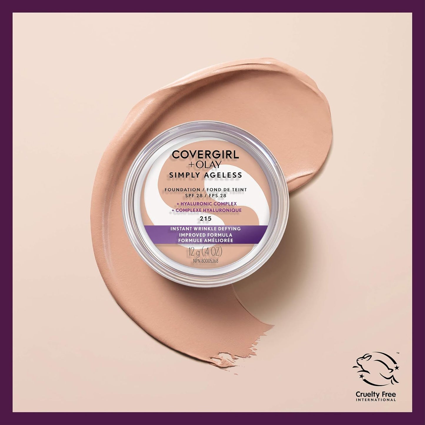 CoverGirl Simply Ageless Foundation - Buff Beige 225 | 0.40 Oz for Youthful Glow