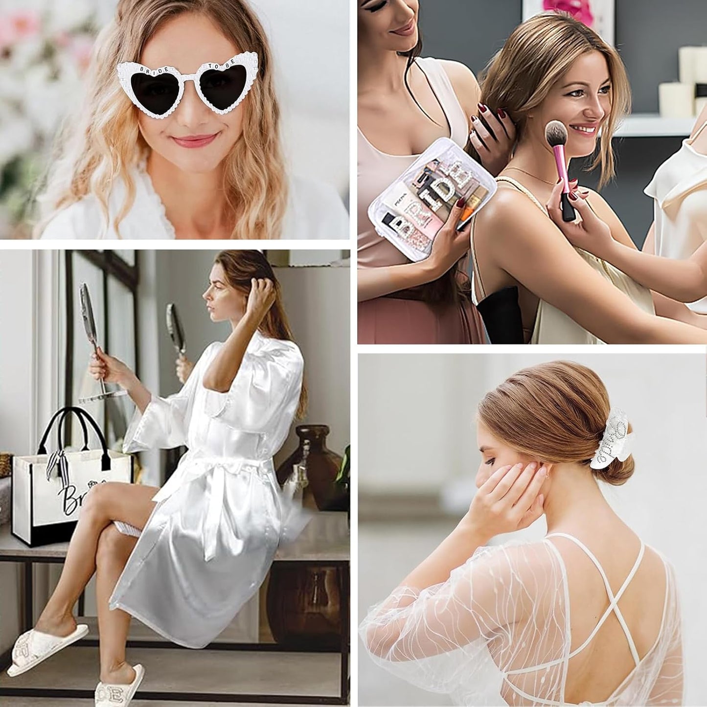 Bridal Shower Gifts Set - 5-Piece Bride Bag, Cosmetic Bag, Sunglasses & Slippers | Perfect for Weddings & Bachelorette Parties