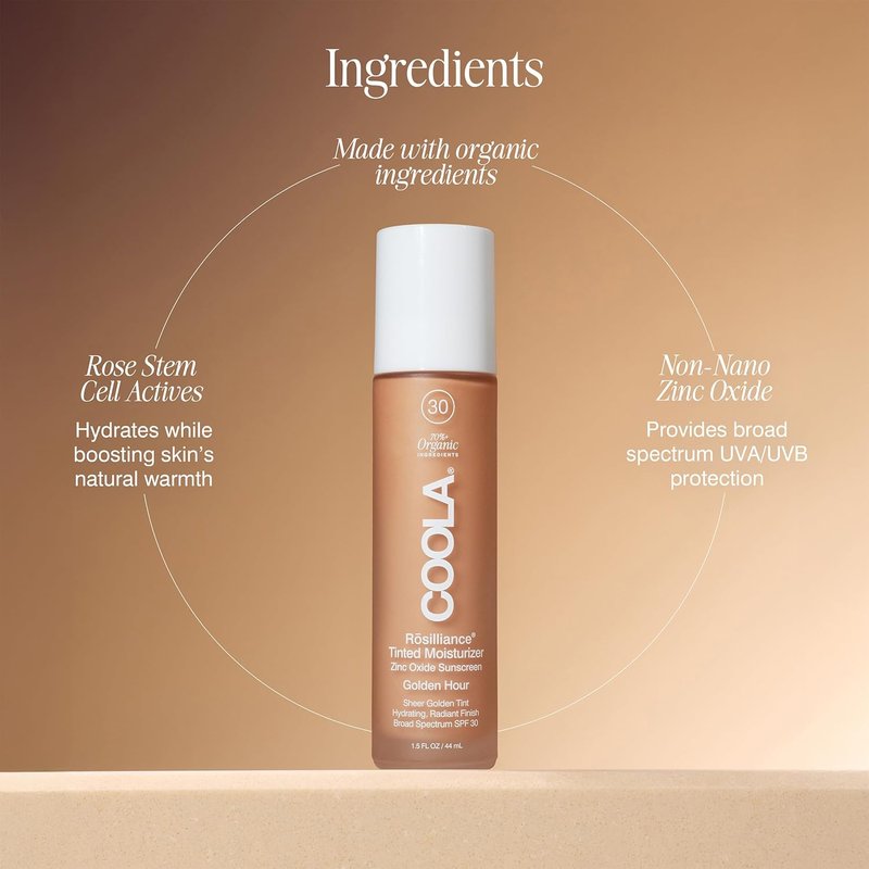 COOLA Organic Tinted Moisturizer with SPF 30 - Dermatologist Tested, 1.5 FL Oz