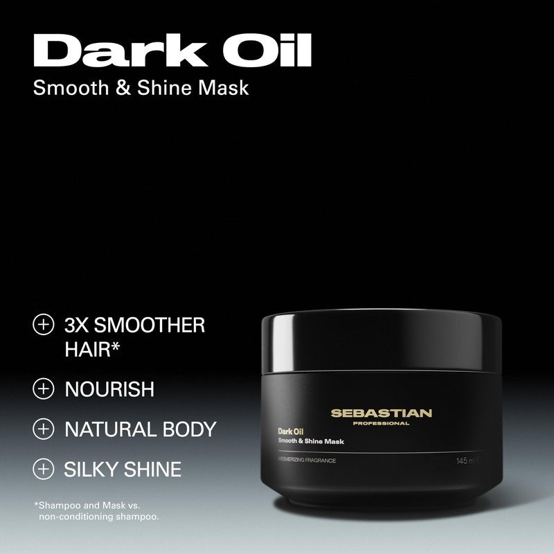 Sebastian Professional Dark Oil Smooth and Shine Mask | Infused with Jojoba and Argan Oils | 16.9 fl oz | Packaging May Vary