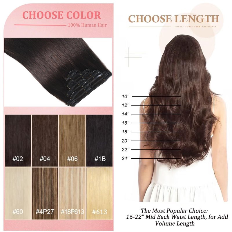 Clip in Hair Extensions Real Human Hair Clip in Extensions for Women Seamless Invisible Jet Black Natural Remy 100% Human Clips ins Extension 8pcs Double Weft 16 inch 3.2oz/90g