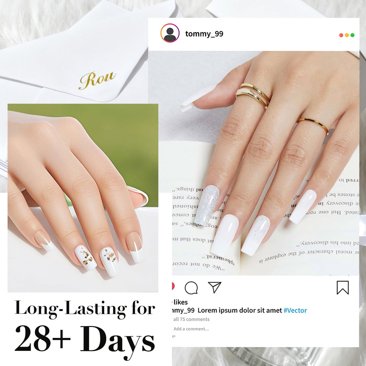 AZUREBEAUTY Pro 60g Dip Powder White Color Large Capacity, Basic Dipping Powder Crystal French Nail Art Starter Manicure Salon DIY at Home, Large Capacity Upgrade, Long-Lasting, No Nail Lamp Needed