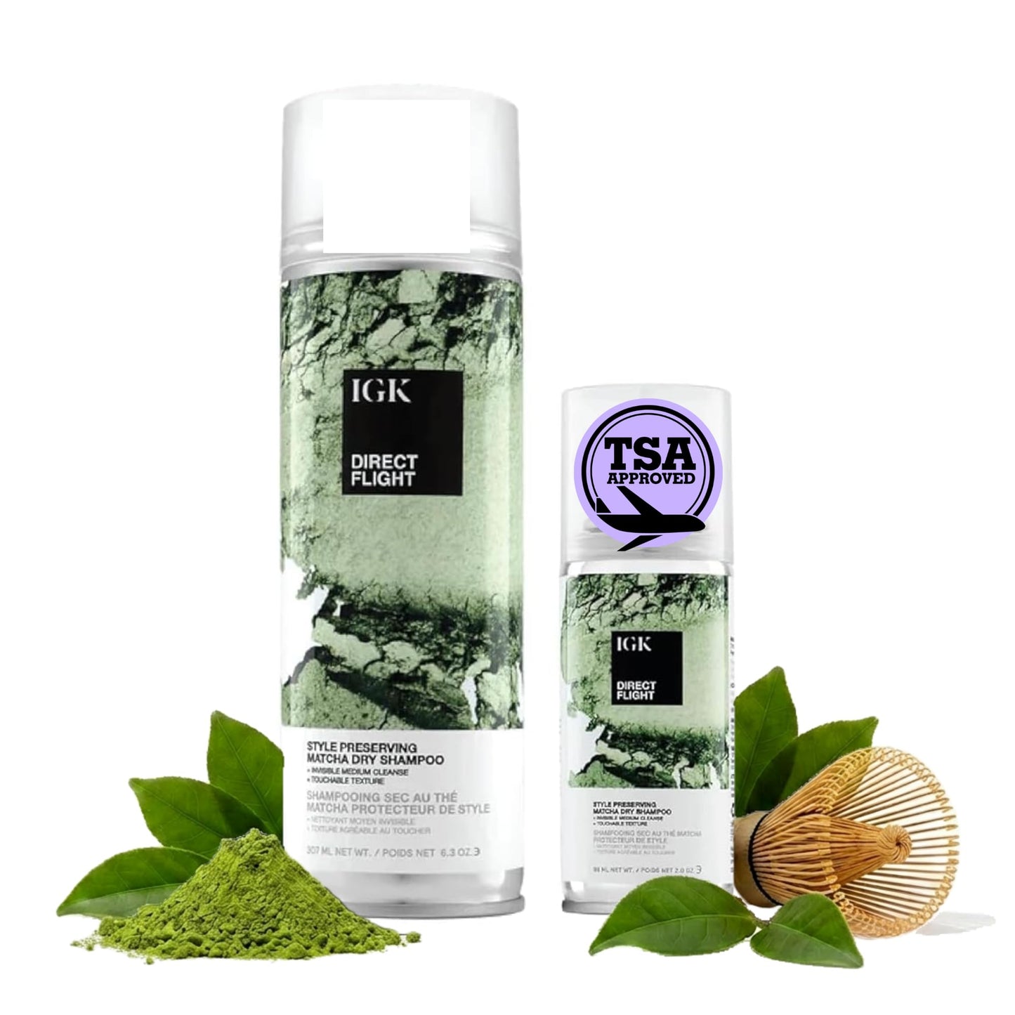 IGK DIRECT FLIGHT Multi-Tasking Matcha Dry Shampoo | Light Cleanse + Style Preserving | Vegan + Cruelty Free