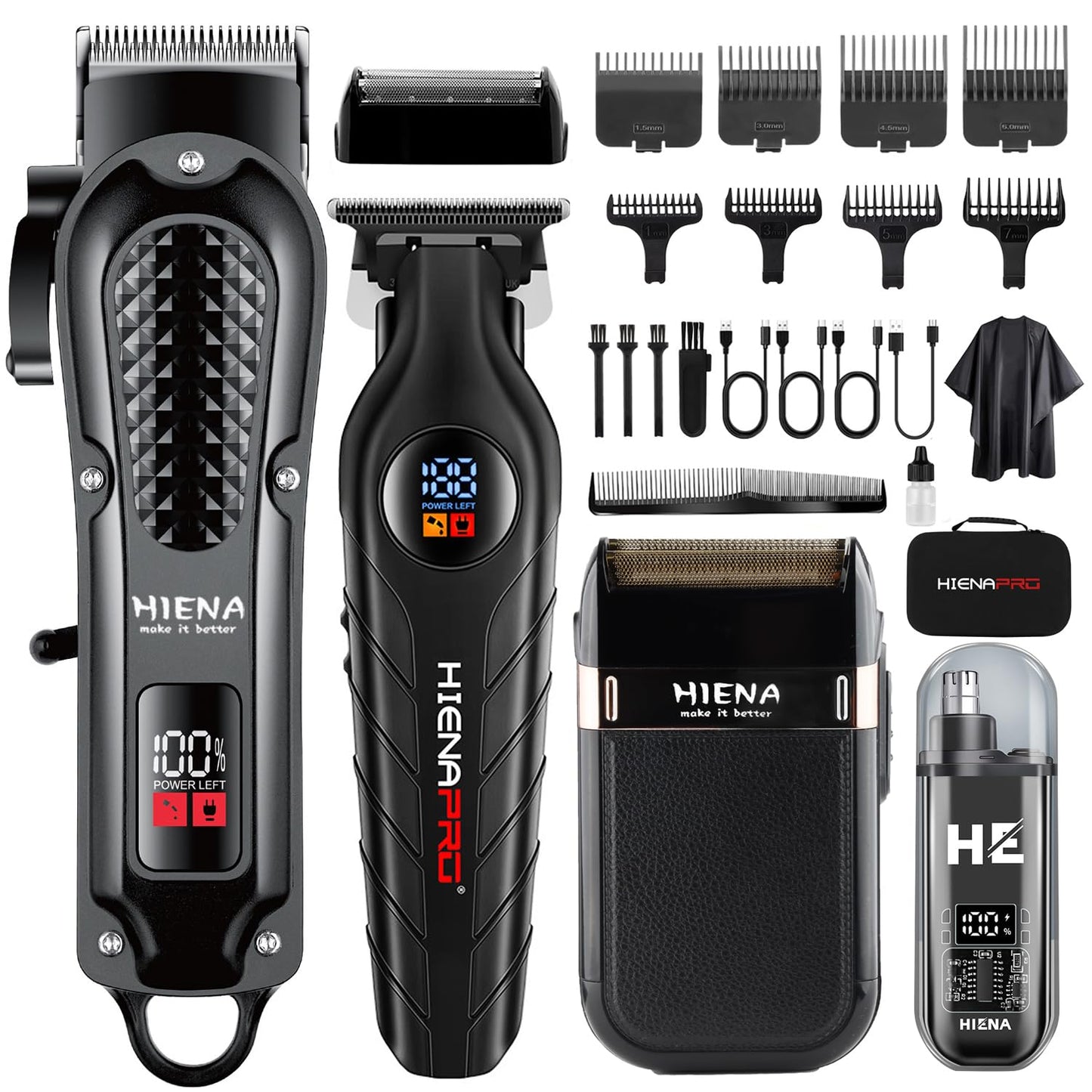 HIENA PRO Cordless Hair Clippers for Men, Barber Kit