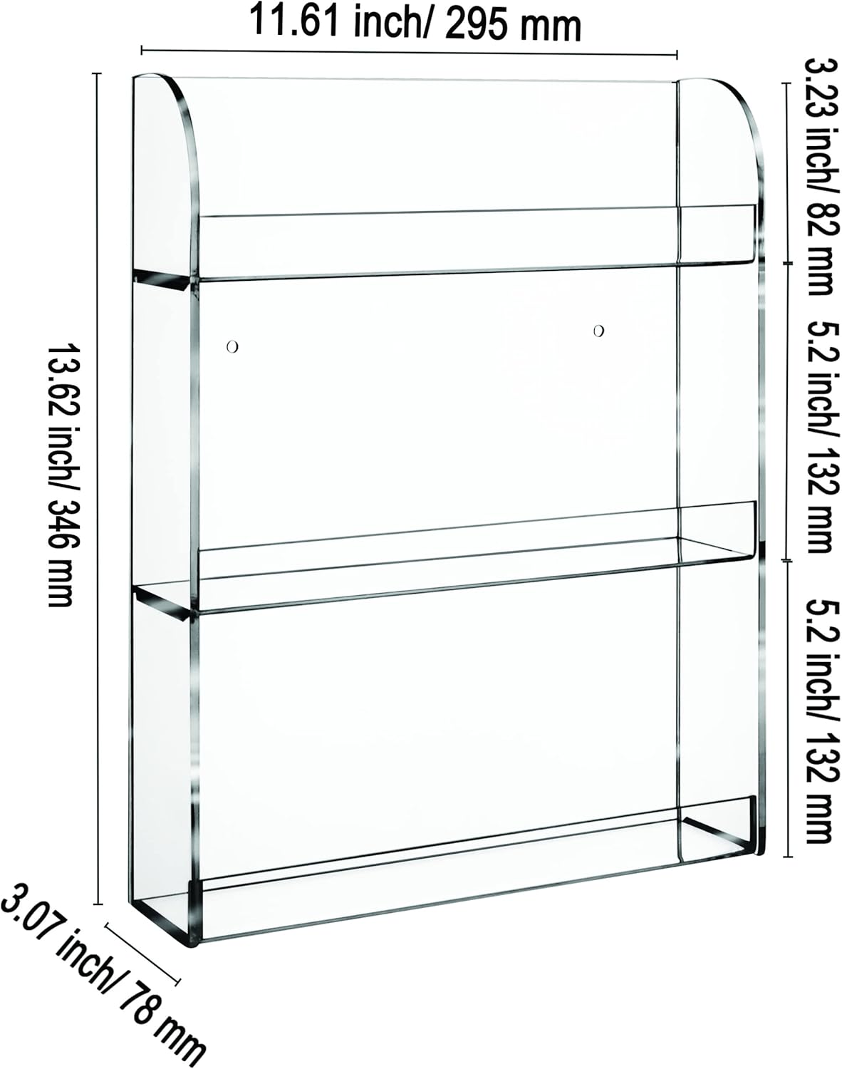 Acrylic Nail Polish Rack - Wall-Mounted Display for 48 Bottles | Clear Organizer with Microfiber Cloth (3 Tier)