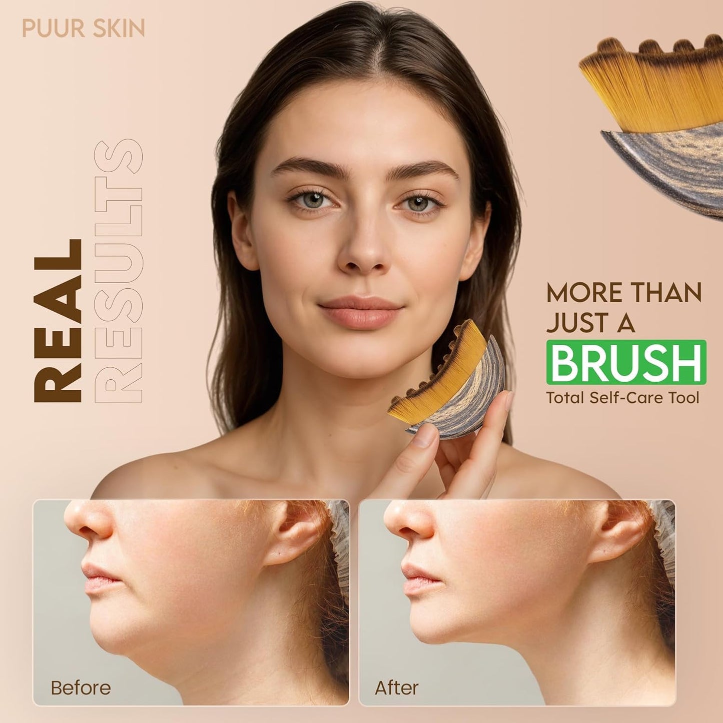 Fvaql Dry Brushing Face Brush, Lymphatic Contour Face Brush, Chin & Jawline Sculpting, Lymphatic Drainage Massager for Face, Ergonomically Designed to Fit The Skin Precisely (3PCS)