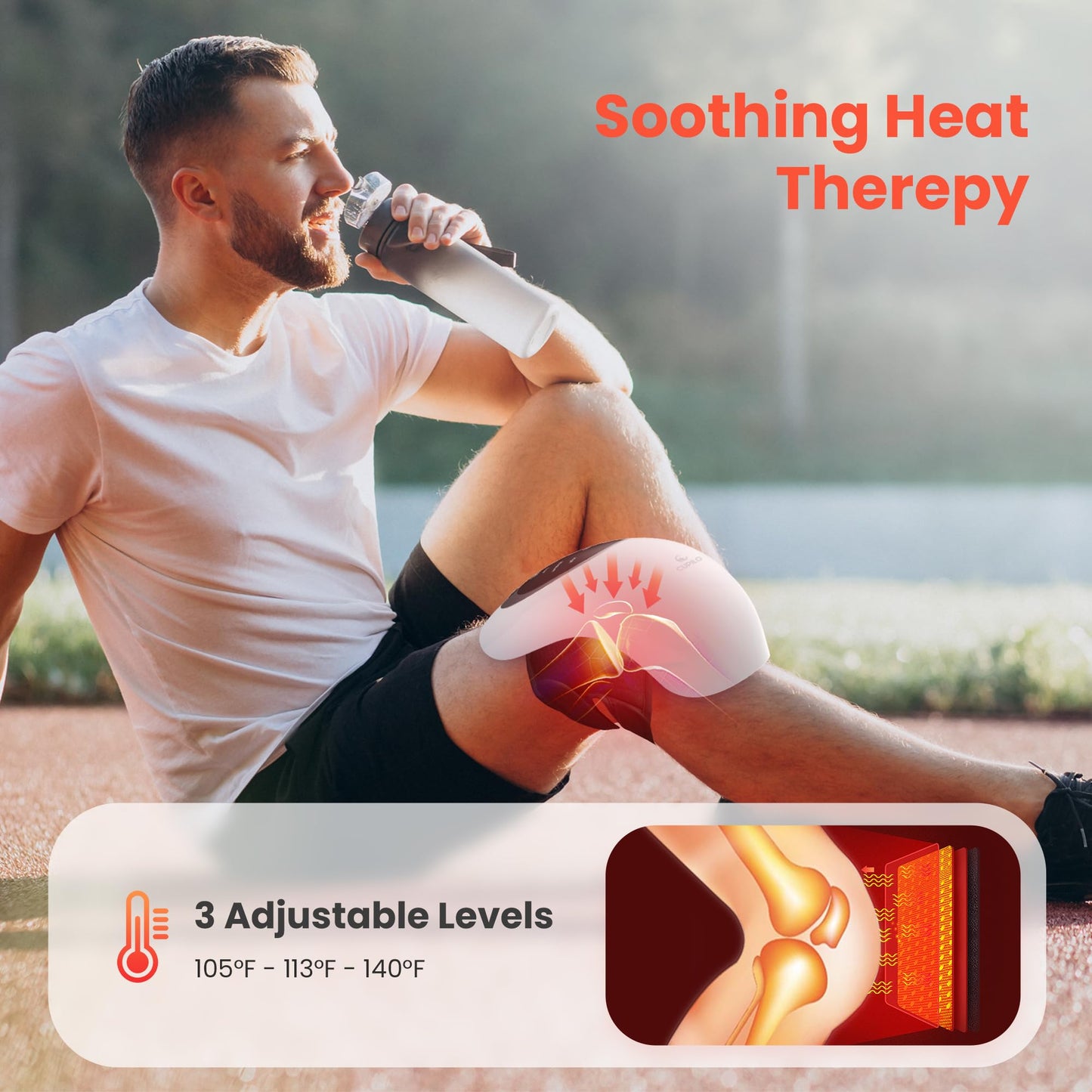 CuPiLo FSA Eligible Knee Massager with Heat and Red Light for Pain Relief, HSA Eligible Cordless Knee Massager with Vibration for Comfort & Relaxation, Gift for Mom, Dad, Grandma & Grandpa, Seniors