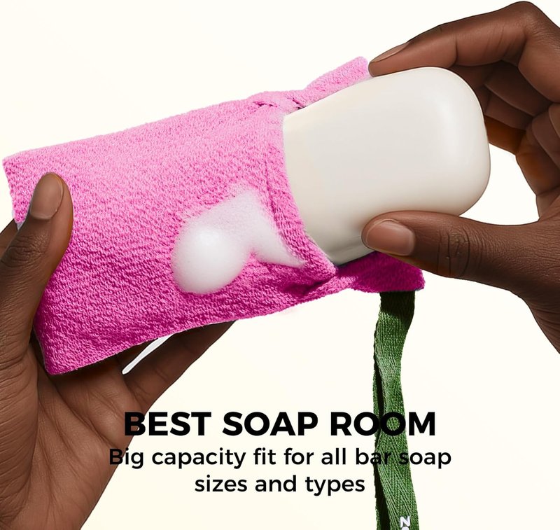 ZOMCHI Soap Saver Bags - Exfoliating Dual-Texture Pouches for Shower | 6 Pack in Gray, Yellow & Pink