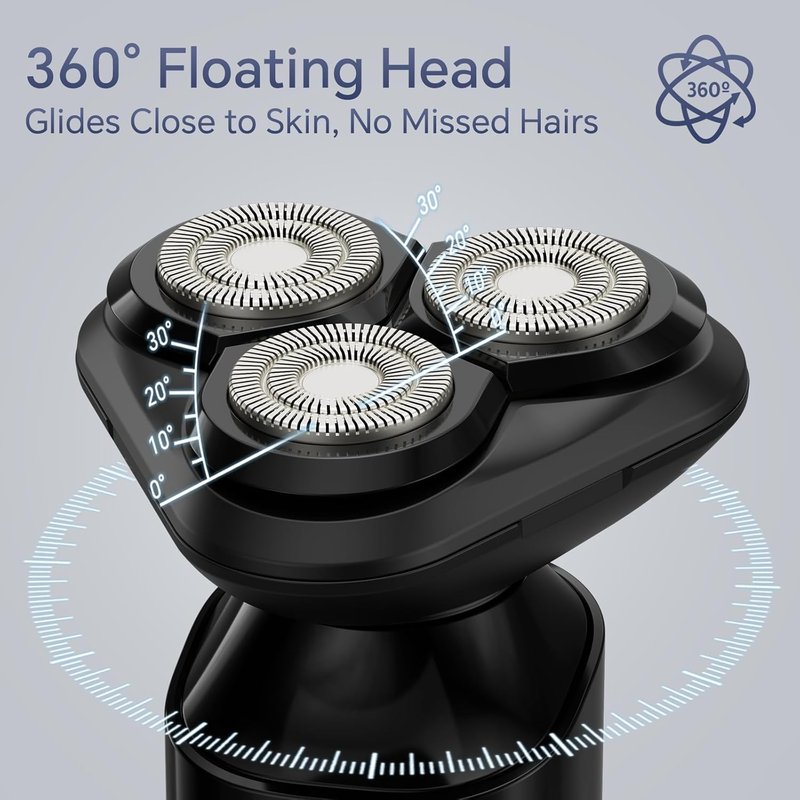 Electric Razor for Men - Waterproof 3D Rotary Shaver | Rechargeable Wet/Dry 3-in-1 with Beard Trimmer & Groomer
