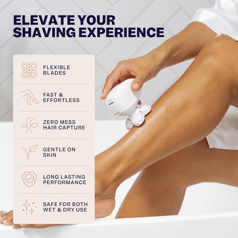 BodySmooth Rotary Blade Refill for Women - Gentle Shave for Sensitive Skin | 5 Contouring Heads, Mess-Free Cleanup