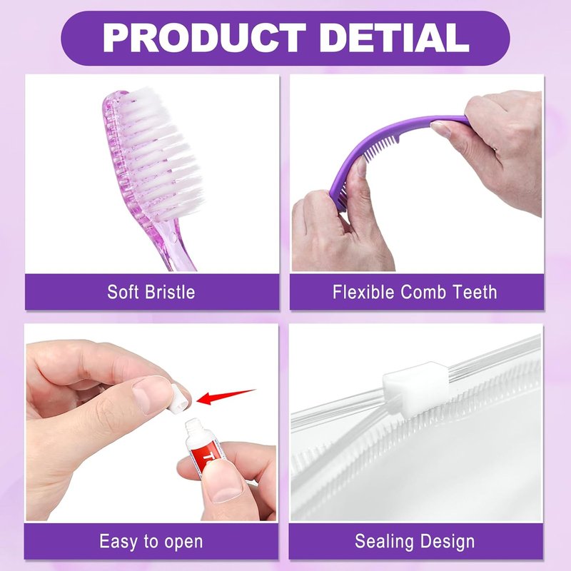 Travel Toiletry Kit - 20 Bulk Personal Hygiene Kits for Home, Hotel, Camping & Travel | Disposable Supplies