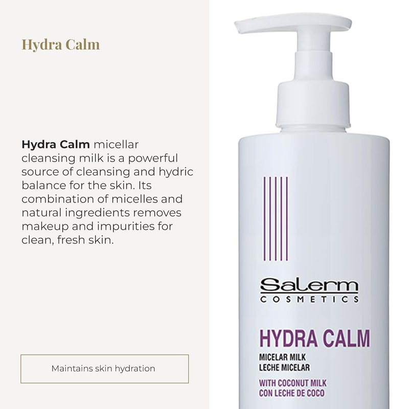 Salerm Facial Cleansing Milk - Hydra Calm for Sensitive Skin | 200 ml, Non-Irritating Makeup Remover