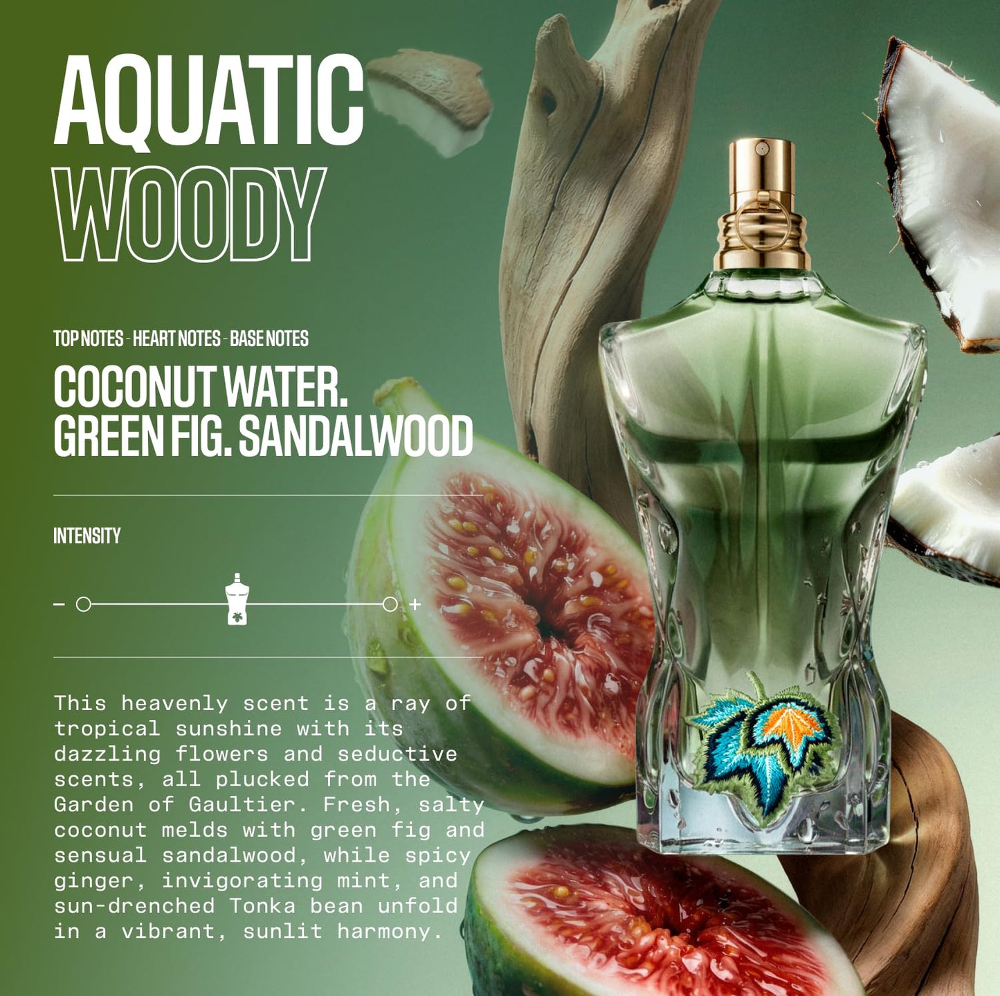 Jean Paul Gaultier Le Beau Paradise Garden Eau de Parfum for Men - Long Lasting Fresh Woody Aquatic Men's Cologne with Coconut Water, Green Fig & Sandalwood - Designer Fragrance Spray, 4.2 oz