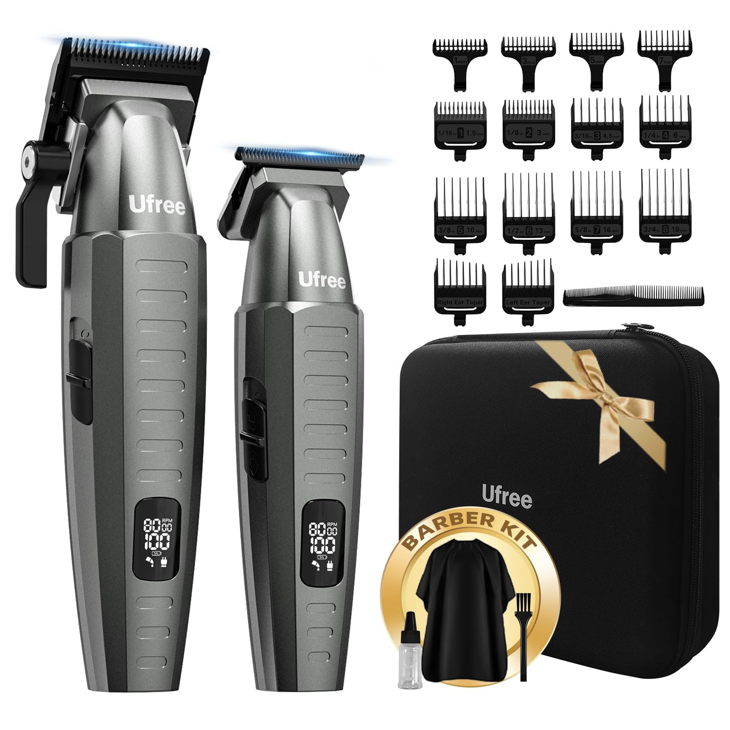 Ufree Cordless Hair Clippers for Men, Professional Barber Clippers Set