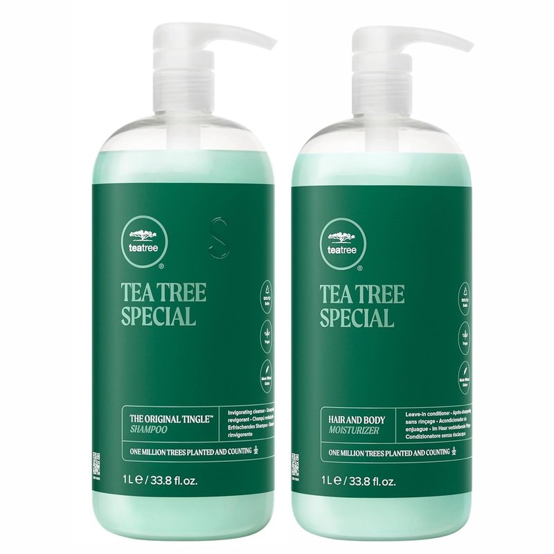 Tea Tree Special Shampoo - Refreshing Scalp Cleanser for Oily Hair | 33.8 fl. oz. Hair & Body Moisturizer Set