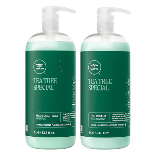 Tea Tree Special Shampoo - Refreshing Scalp Cleanser for Oily Hair | 33.8 fl. oz. Hair & Body Moisturizer Set