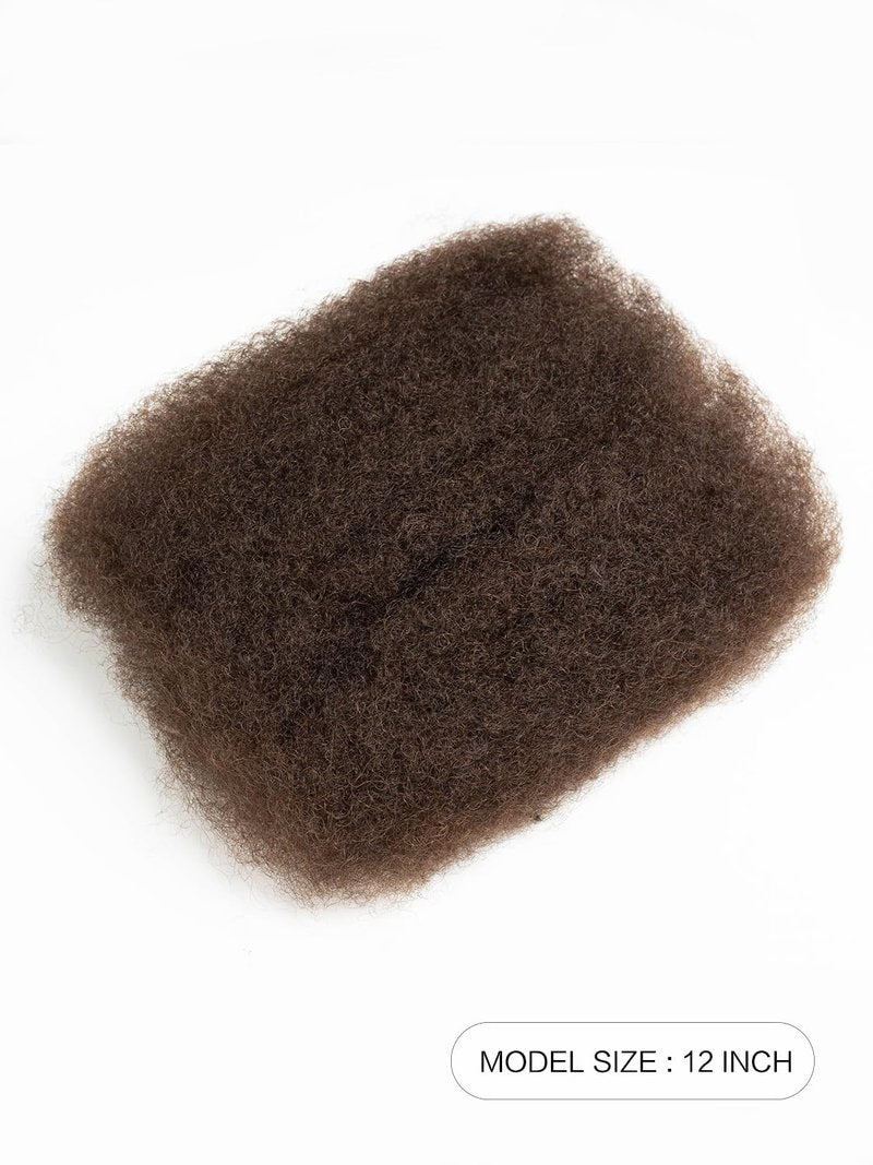 REBECCA FASHION Afro Kinky Bulk Human Hair 50g/Pack Braiding Hair for Dreadlock Extensions, Loc Repair, Afro Kinky Curly Human Hair Bulk for Twist 12 Inch Chocolate Brown Color