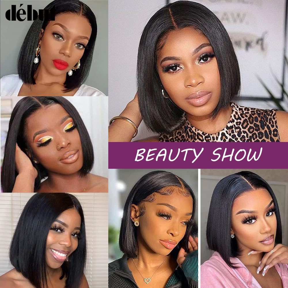 Bob Wig - Lace Front Human Hair Wig 10 Inch Short Brazilian Virgin Straight | Natural Color for Black Women