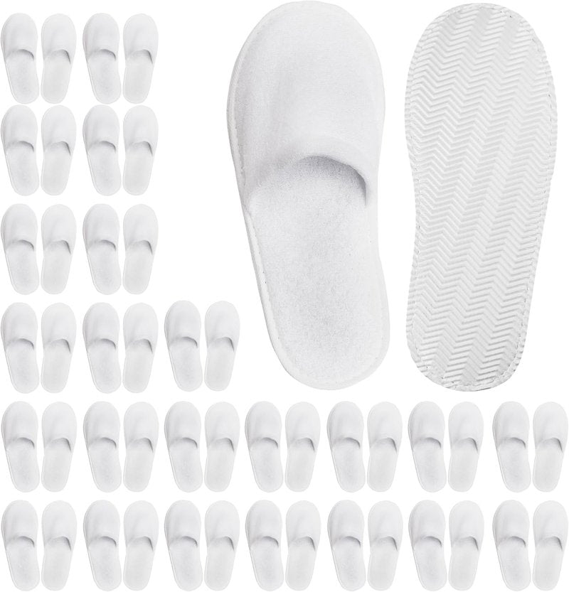 Hotel Spa Slippers - Disposable Non-Slip Travel Slippers for Guests | 24 Pairs, Closed Toe, Unisex