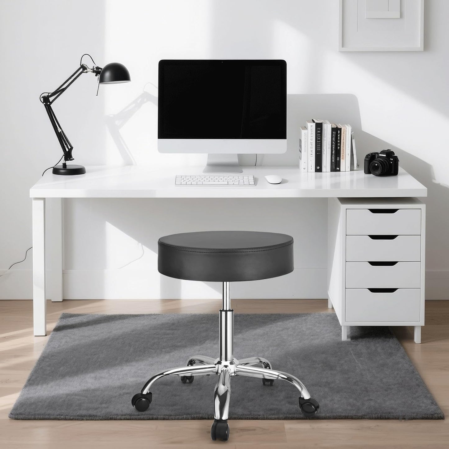 JOSTZHXIN Rolling Stool Height Adjustable Round Swivel Stool for Tattoo Salon Spa Massage, Home Office Chair