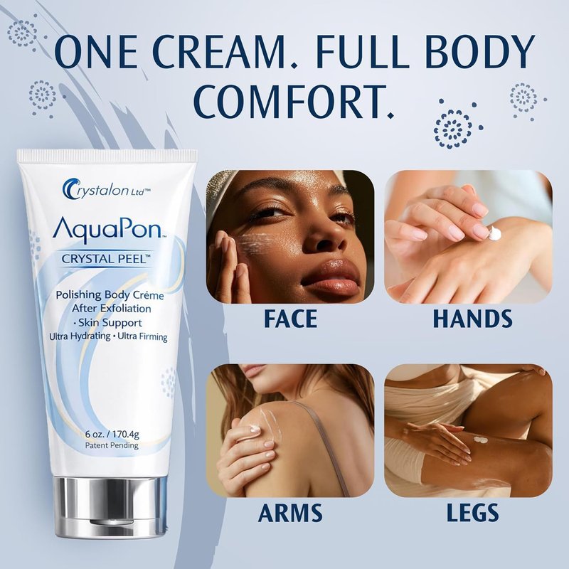 Hydrating Body Cream - Crystal Peel Moisturizer for Dry Skin | 6 Fl Oz, Sensitive Skin Safe