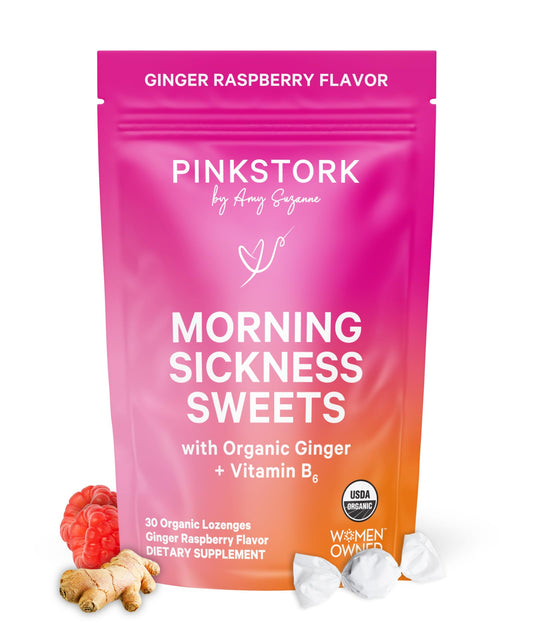 Pink Stork Morning Sickness Sweets Organic Raspberry Ginger, 30 Count