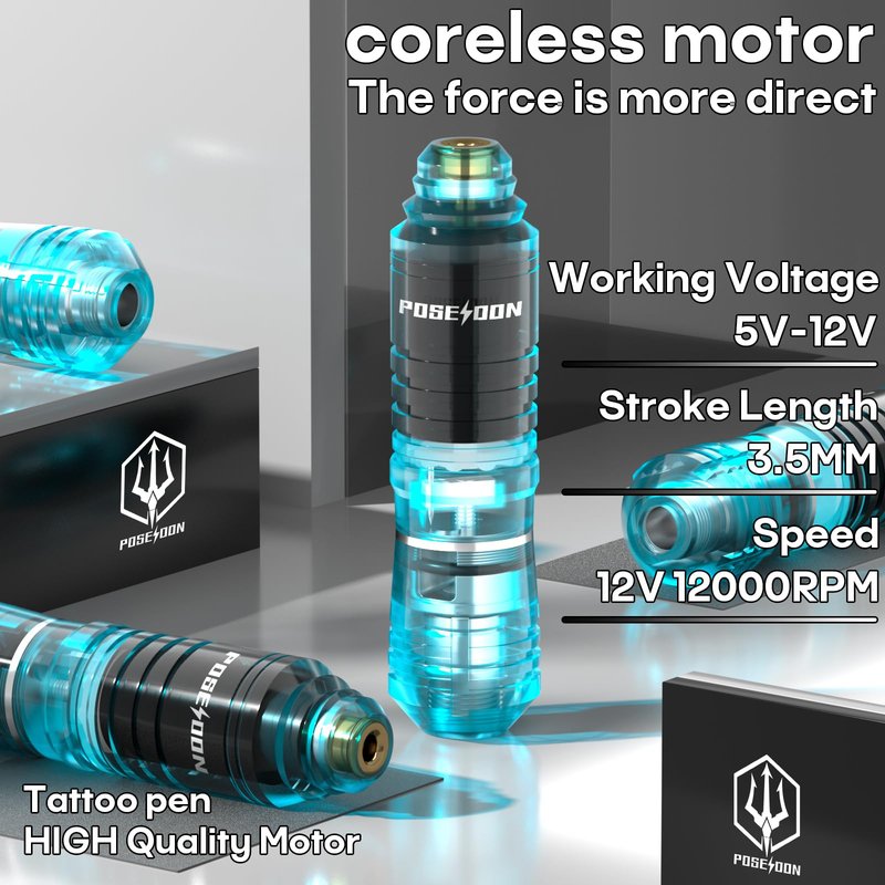 Tattoo Gun Kit POSEIDON Tattoo Kit Pen Kit with 2pcs 1500mAh Batteries Tattoo Machine Kit with 20pcs Tattoo Cartridge Needles 11pcs Tattoo Inks for Beginner