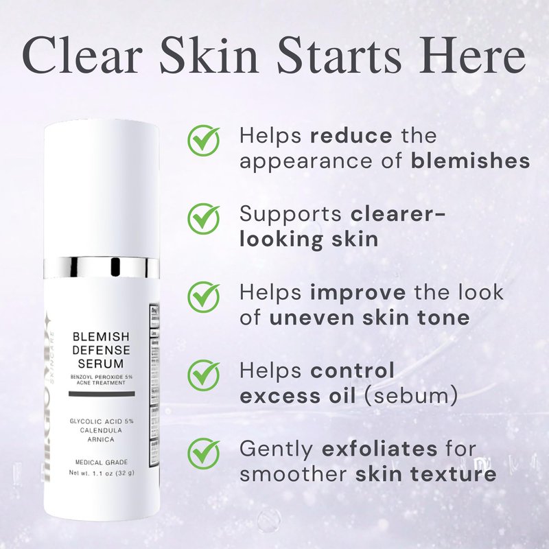 mi.Glo Blemish Defense Clarifying Facial Serum 1.1 oz with Glycolic Acid, Niacinamide & Hyaluronic Acid | Lightweight Daily Face Serum for Oily & Blemish-Prone Skin | Oil Balancing Skincare
