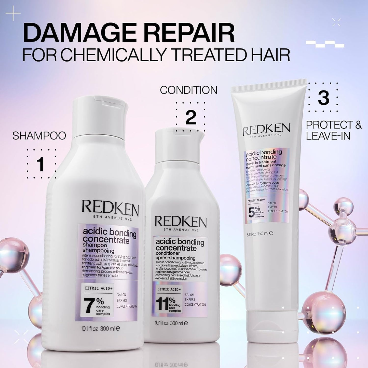 Redken Acidic Bonding Concentrate Conditioner - Repair Damaged Hair, Strengthens Weak & Brittle Strands | Sulfate-Free, With Citric Acid