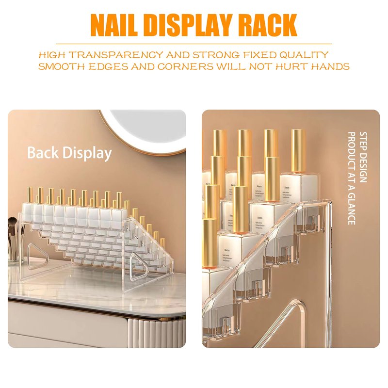 QuZCarious Acrylic Nail Polish Organizer Rack,2 Pcs 7 Tier Nail Polish Holder Stand,Sunglass Organizer, Essential Oils Storage Shelf, Holds Up to 84 Bottles