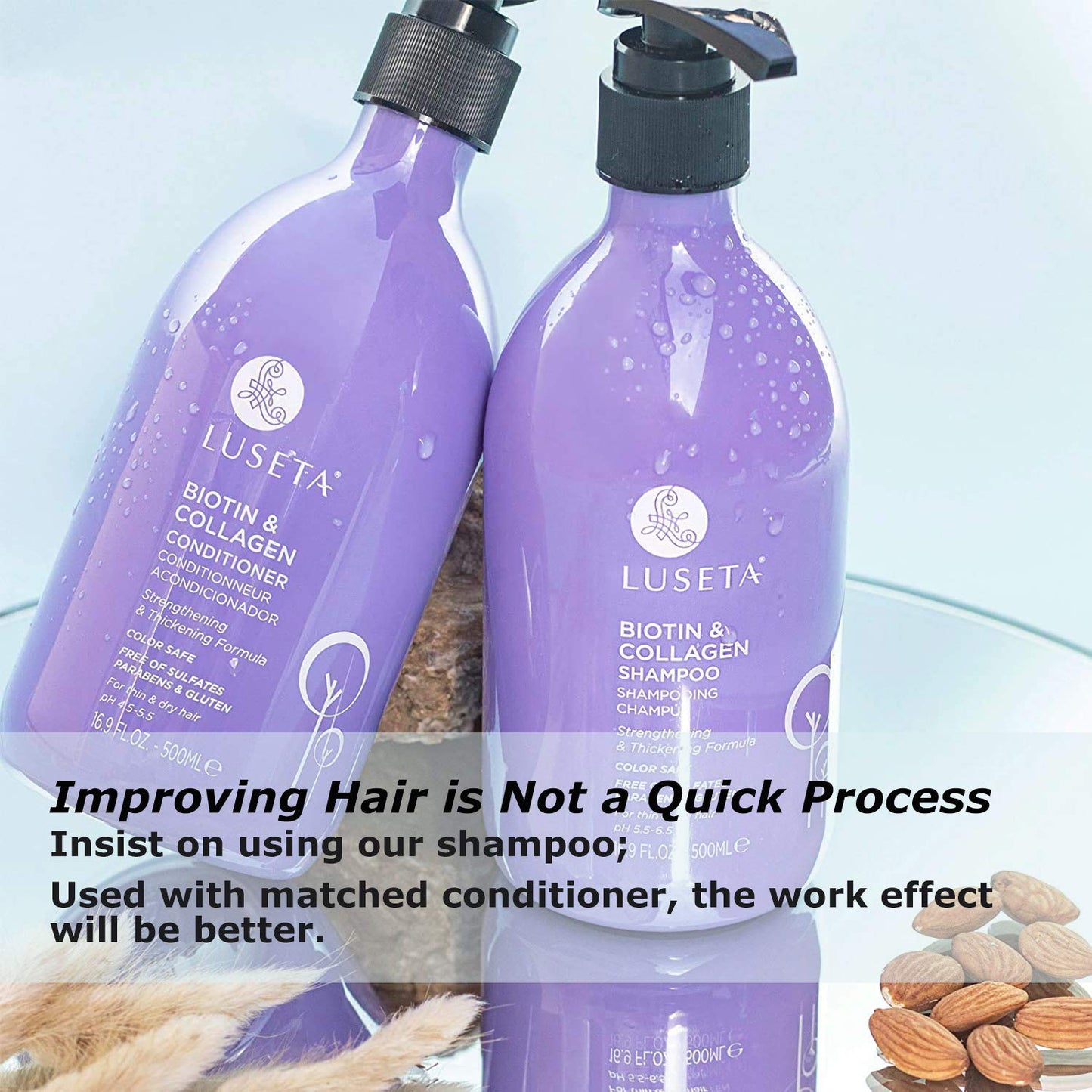 Luseta Biotin & Collagen Shampoo Thickening for Hair Loss & Fast Hair Growth - Infused with Argan Oil to Repair Damaged Dry Hair - Sulfate Free Paraben Free 33.8oz