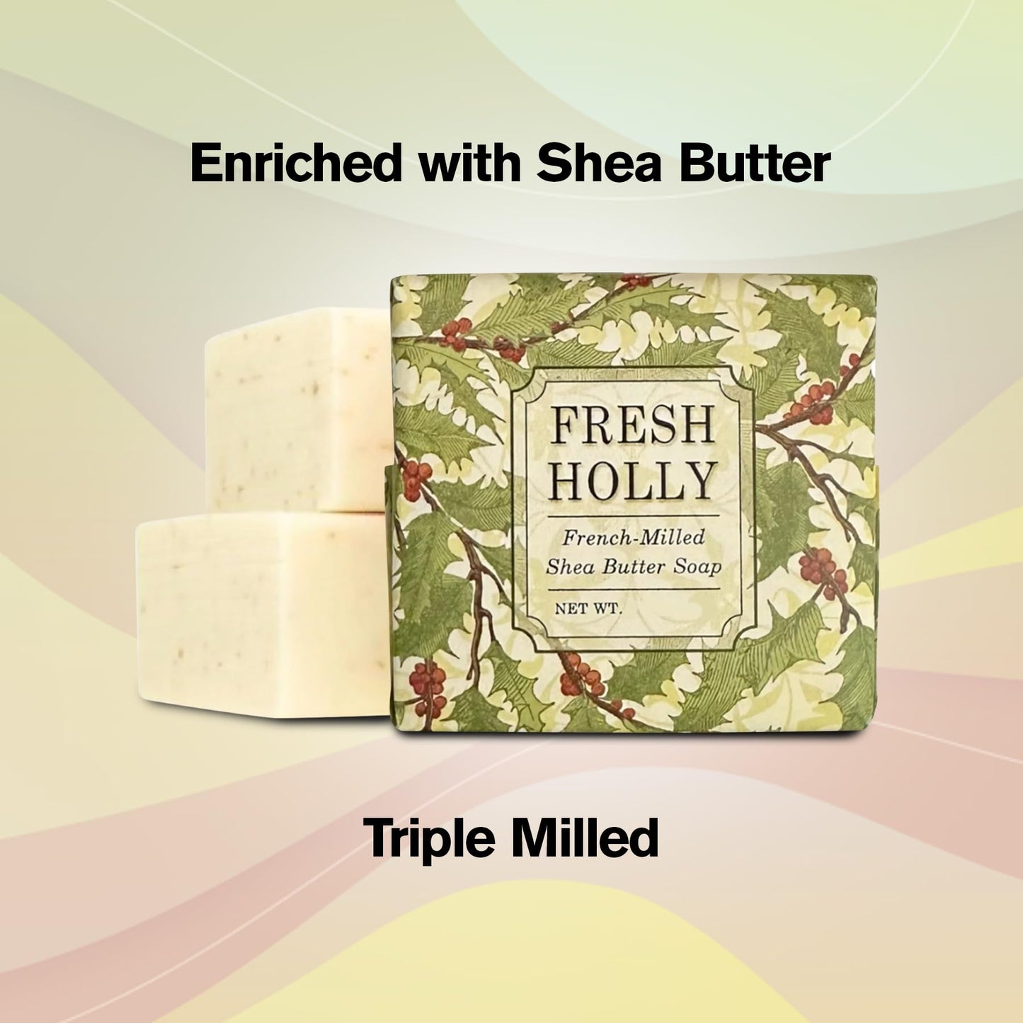Greenwich Bay Mini Botanical Soap Bars – 12 Pack 1.9 oz Each – Individually Wrapped Guest Soaps for Airbnb, Spa, Travel, Bath – Travel Size Bar Soap Set, Fresh Holly