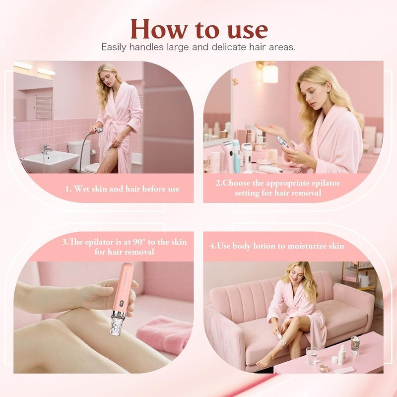 Epilator - 2 in 1 Rechargeable Women's Electric Shaver with LED Light | Hair Removal for Legs, Face, Bikini, Arms
