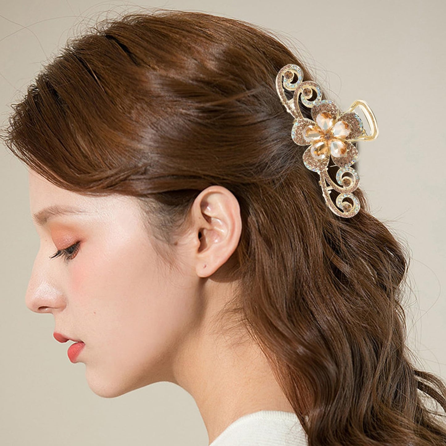 Vintage Rhinestone Hair Claw Clips - Alloy Fancy Hair Accessory with Pins and Large Jaw Clips