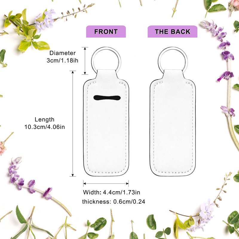 Cecliy 30 Pcs Sublimation Lipstick Holder Keychain Blanks, Chapstick Holder with Neoprene Clip-on Sleeve, Bulk Travel Key Ring DIY Sublimation Blanks Products