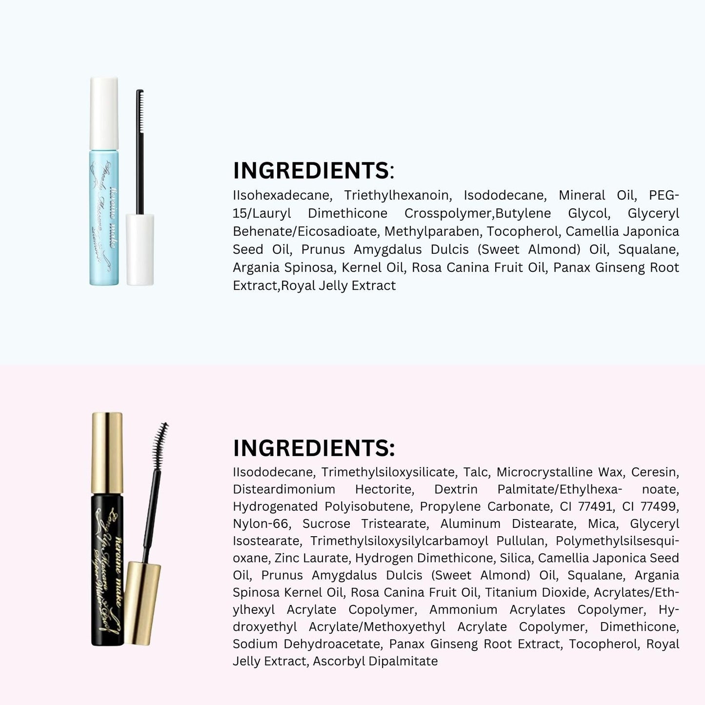 Heroine Make by KissMe Long & Curl Mascara + Eye Makeup Remover | Waterproof & Gentle Makeup Remover Liquid | Black Mascara with Volumizing, Curling Formula | Japanese Makeup