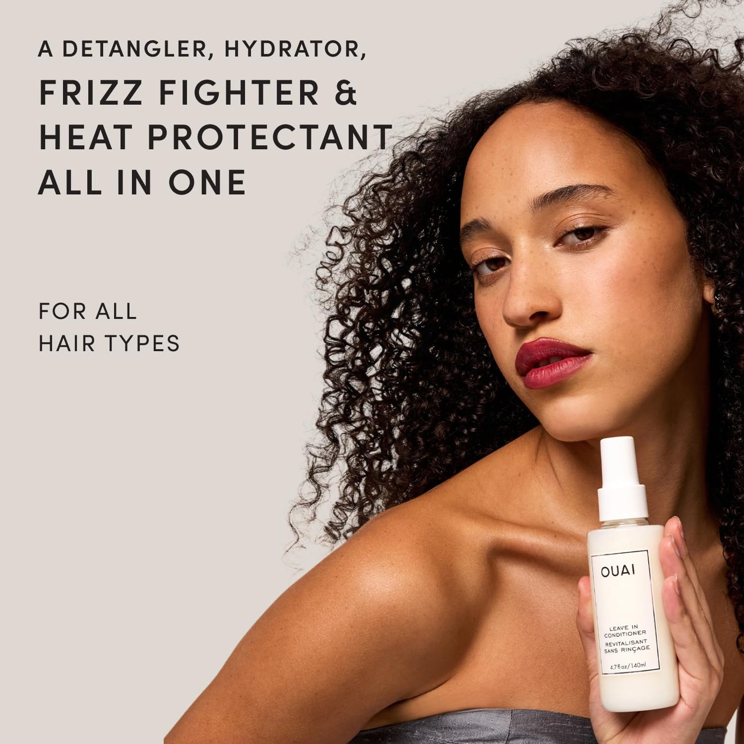 OUAI Leave In Conditioner & Heat Protectant for Hair - Prep Hair for Styling or Use as Detangling Spray to Fight Frizz & Flyaways - No Parabens, Sulfates or Phthalates (1.5 oz)