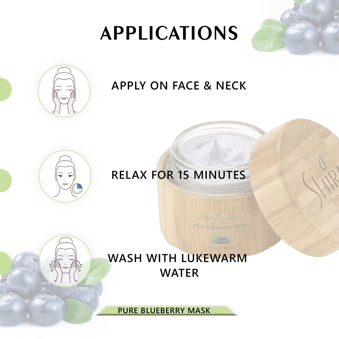 Shira Shir-Organic Pure Blueberry Facial Mask For Nourished Wrinkle-Free and Radiant Skin With Organic Anti-Aging Formula Leaves skin soft moisturized and hydrated. (15 ML)