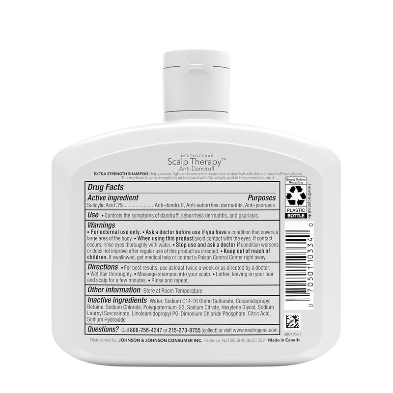 Neutrogena Scalp Therapy Anti-Dandruff Shampoo - 3% Salicylic Acid, Fragrance-Free, 12 fl. oz