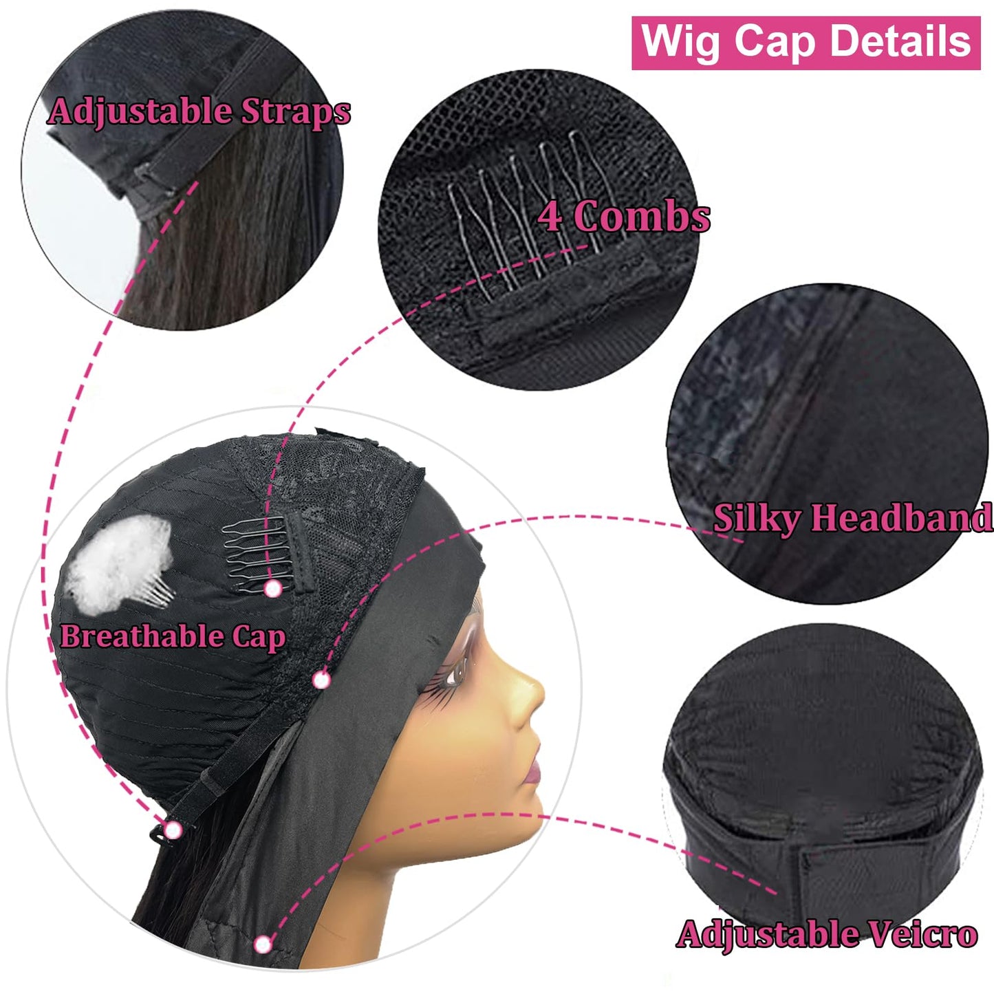 Coshgirl Straight Headband Wig Human Hair Headband Half Wigs Machine Made Glueless None Lace Front Wig Brazilian Virgin Hair Headband Wigs for Black Women150% Density Natural Color 14 Inch