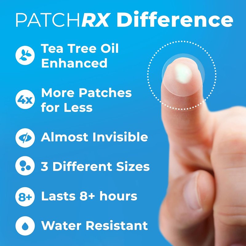 PatchRx Pimple Patches - Hydrocolloid Acne Treatment with Tea Tree Oil | 500 Count Dots for Face