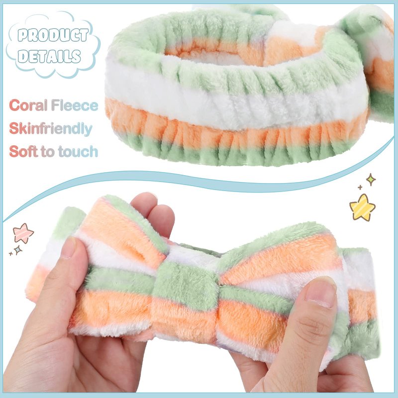 Yunsailing 36 Pcs Spa Headbands Bulk for Women Makeup Headband for Washing Face Adjustable Bow Flannel Towel Head Wraps for Shower Skincare Hairband for Yoga Gift for Women Spa Salon