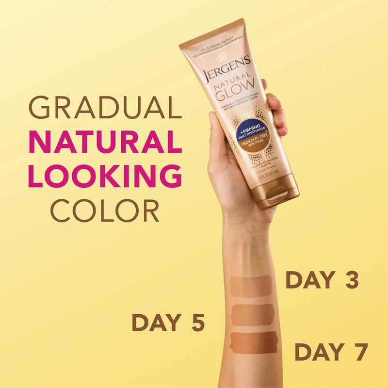 Jergens Natural Gradual Glow Daily Moisturizer Bundle - Firming & SPF 20 Face Cream | 7.5 oz & 2 oz, Medium to Tan