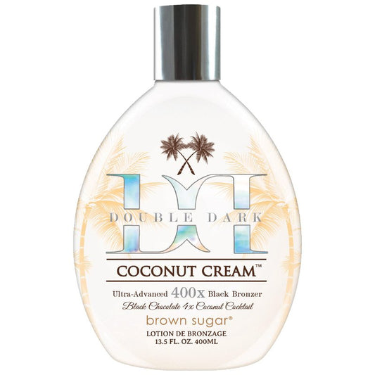 Brown Sugar Double Dark Coconut Cream Tanning Lotion, Ultra-Advanced 400X Black Chocolate Bronzer with Quadruple Coconut Cocktail & Argan Extracts, 13.5 Fl Oz