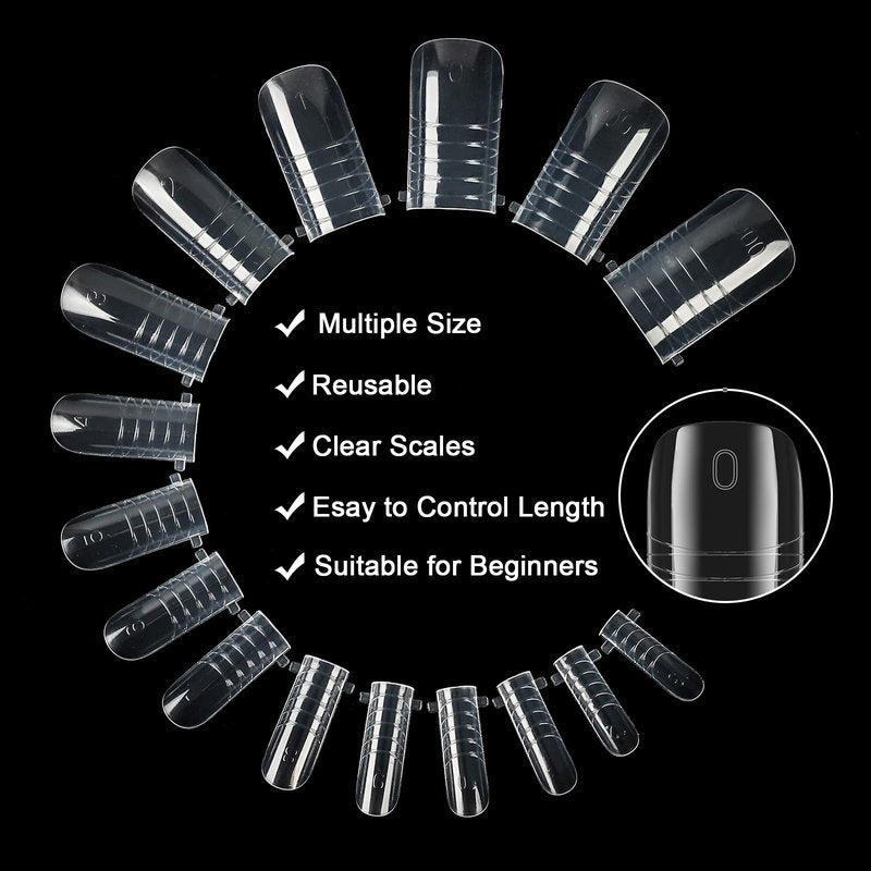 160 Pcs Toe Dual Nail Forms for Poly Gel & Builder Gel Toenail Extension - 16 Sizes Reusable Full Cover Square Toenails Molds - Professional Pedicure Nail Tips for Salon & DIY at Home