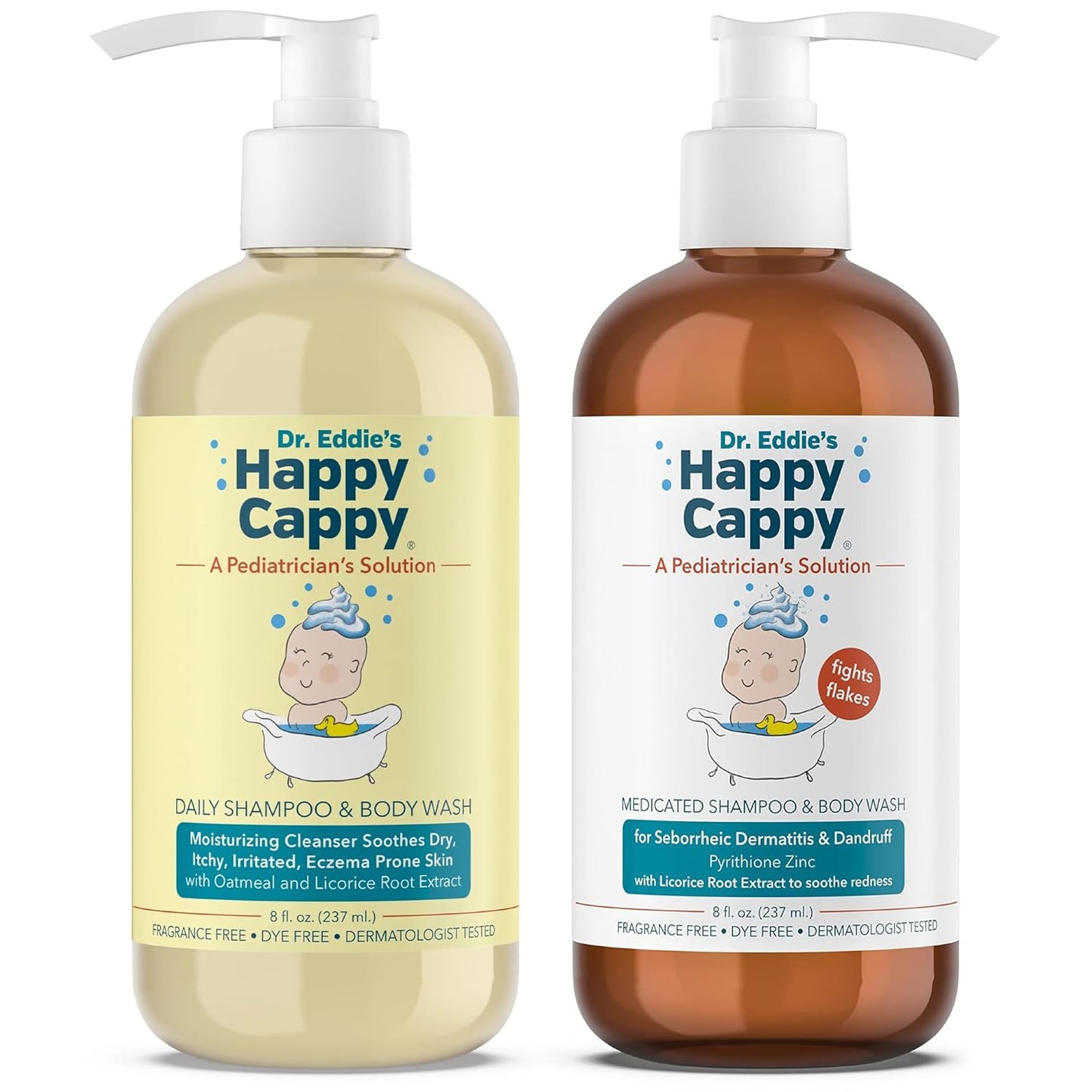 Happy Cappy Daily Medicated Shampoo & Body Wash Bundle | Baby Dandruff Treatment for Cradle Cap & Seborrheic Dermatitis - 2 Pieces