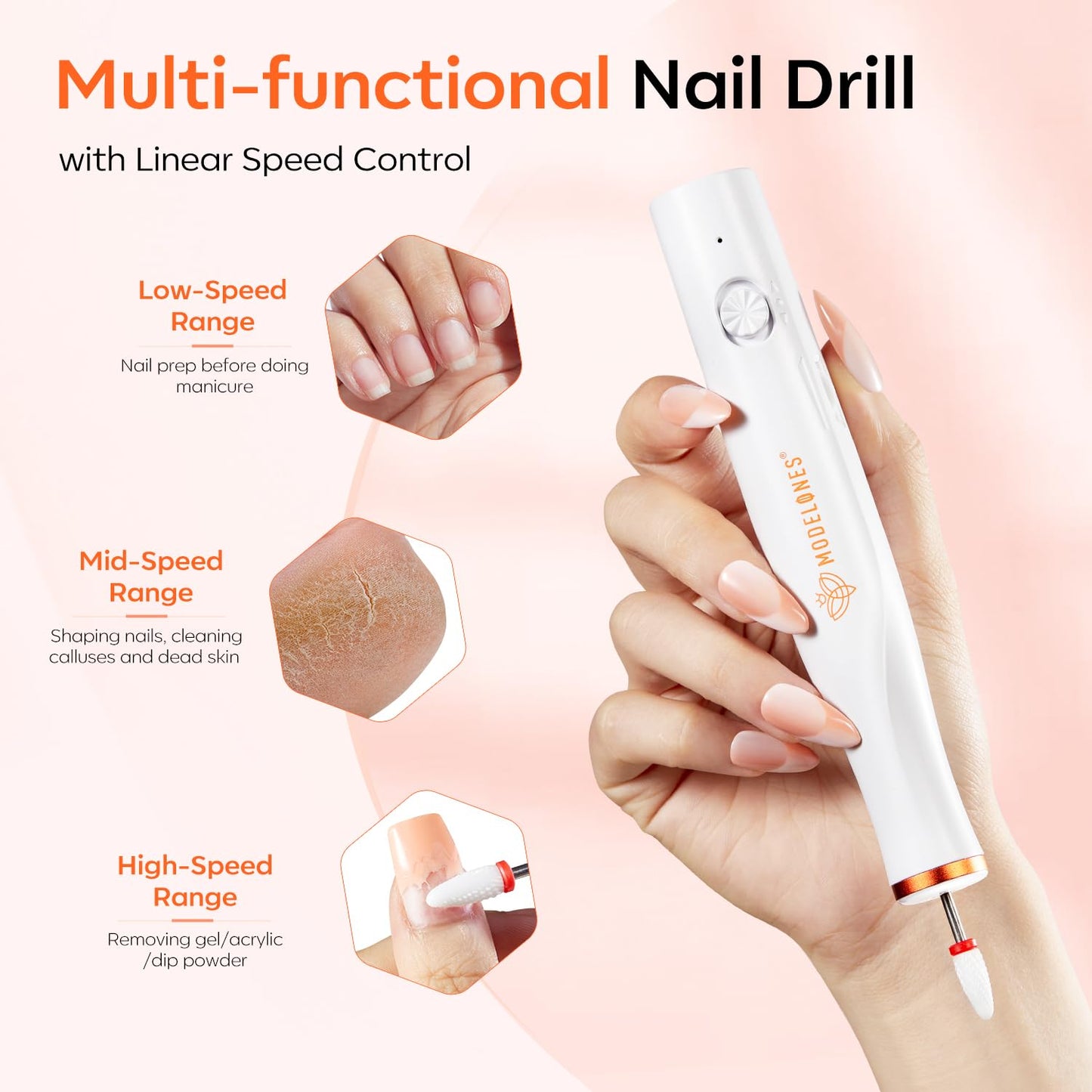 Modelones UV LED Nail Lamp with Cordless Nail Drill, Gooseneck UV Lamp for Gel x Nails, 48W Nail Light for Gel Nail Polish with 3 Timers and LCD Display, UV Light for Gel Nails, USB LED Nail Lamp