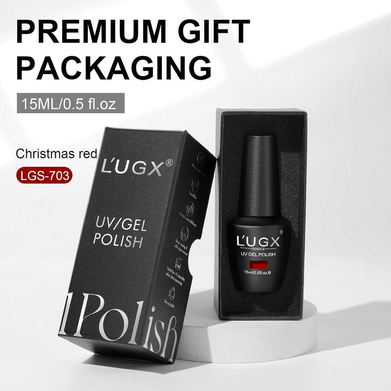 L'UGX Red Gel Nail Polish - Christmas Cherry Dark Red Soak Off UV Gel | 15ML for DIY Manicure & Pedicure