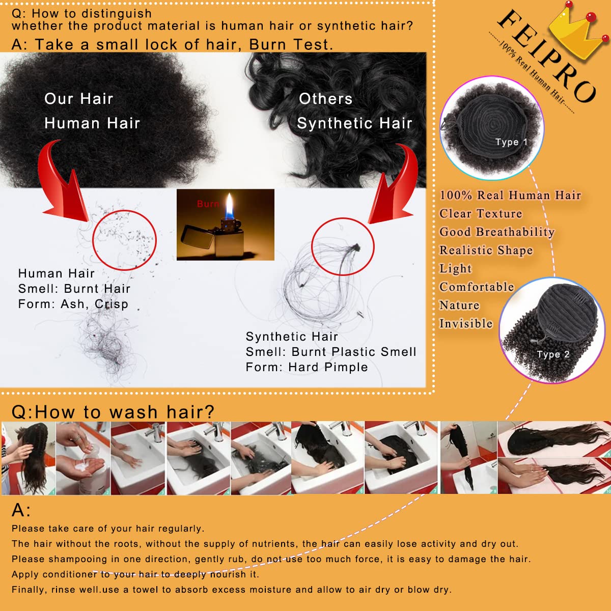 Afro Puffs Large Human Hair Buns - Natural Drawstring Ponytail Extensions | 8 Inch Natural Black for Women